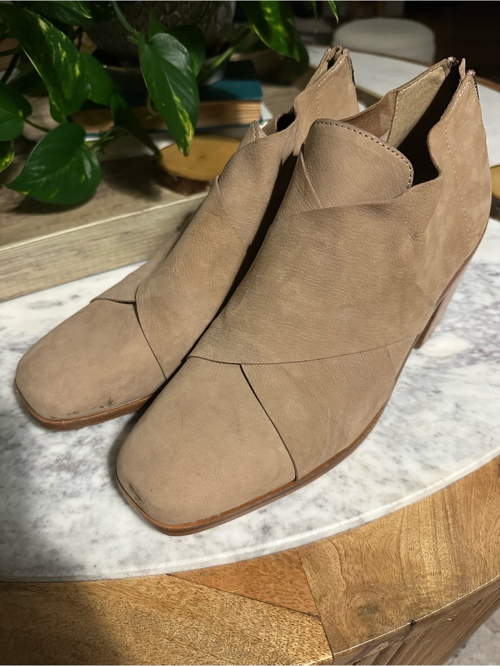 Eileen Fisher Neutral Taupe Suede Ankle Booties